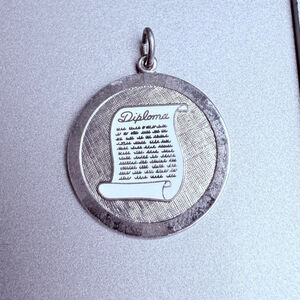 Sterling Silver 925 "Diploma" Graduation Graduate Degree Enamel Charm Pendant